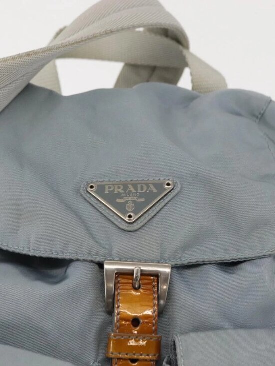 PRADA Backpack Nylon Light Blue Silver Auth 163044 main image 4